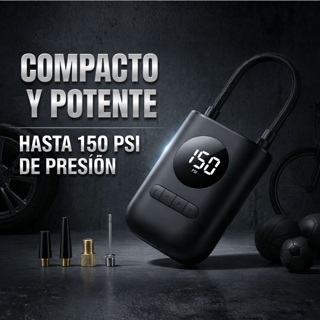 Mini compresor de aire digital portátil y recargable